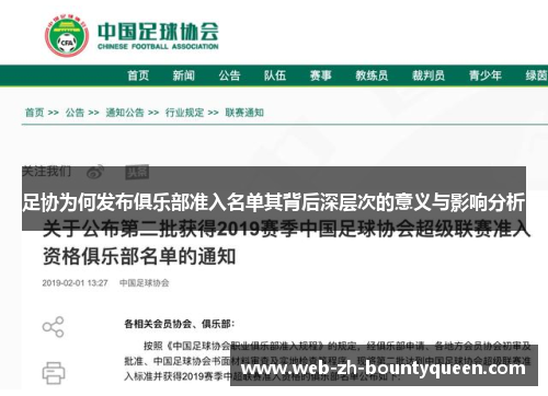 足协为何发布俱乐部准入名单其背后深层次的意义与影响分析