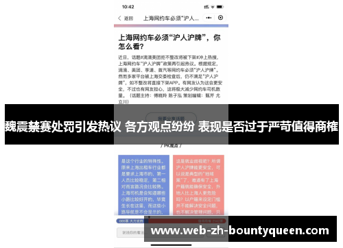 魏震禁赛处罚引发热议 各方观点纷纷 表现是否过于严苛值得商榷